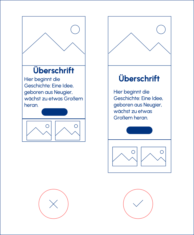 Vergleich: Links kaum Weißraum, rechts genügend Weißraum