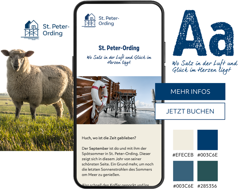 Newsletter-Design am Beispiel von St. Peter-Ording mit Farben, Schrift und Bildsprache